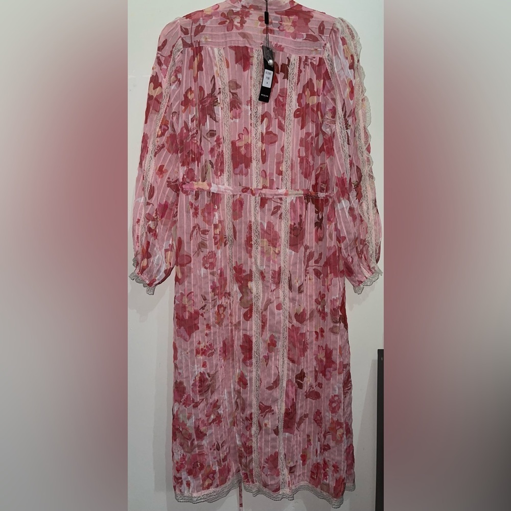Beautiful Beulah  Sheer floral garden pink  Pearl Button  Dress